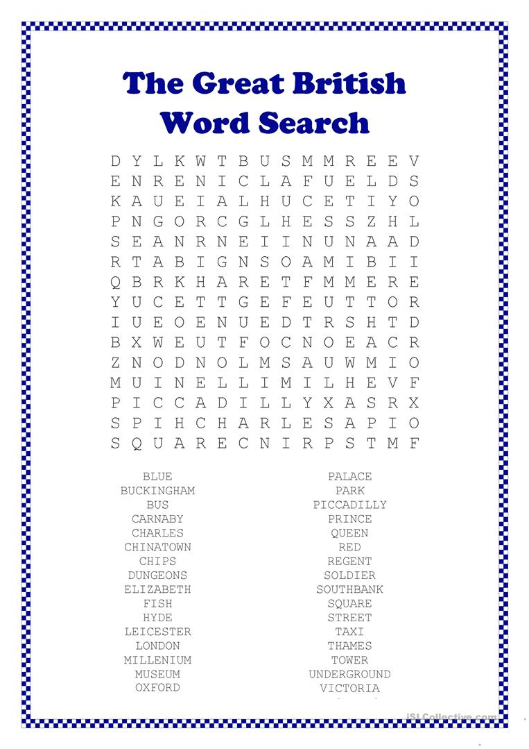 London Wordsearch - Esl Worksheetjunisun | Word Search Printable