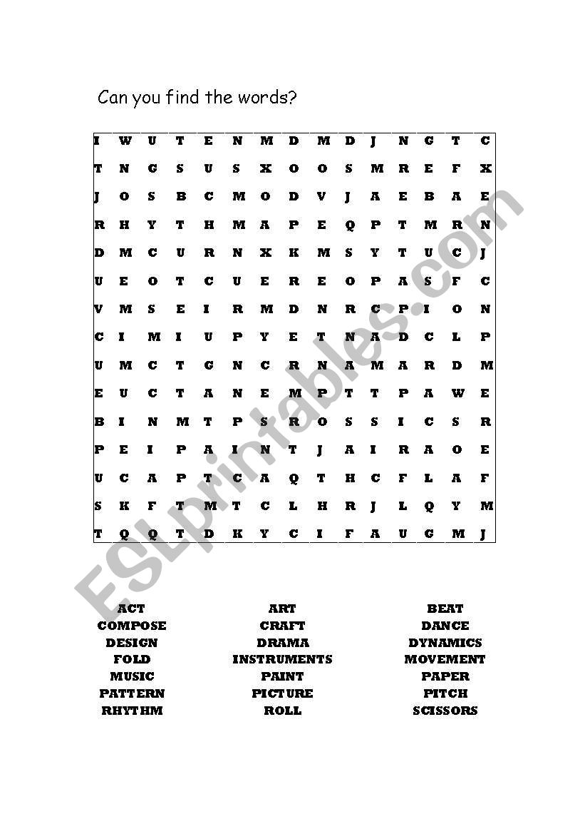 Printable Music Word Search Worksheets Word Search Printable