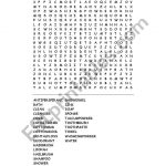 English Worksheets: Personal Hygiene Wordsearch