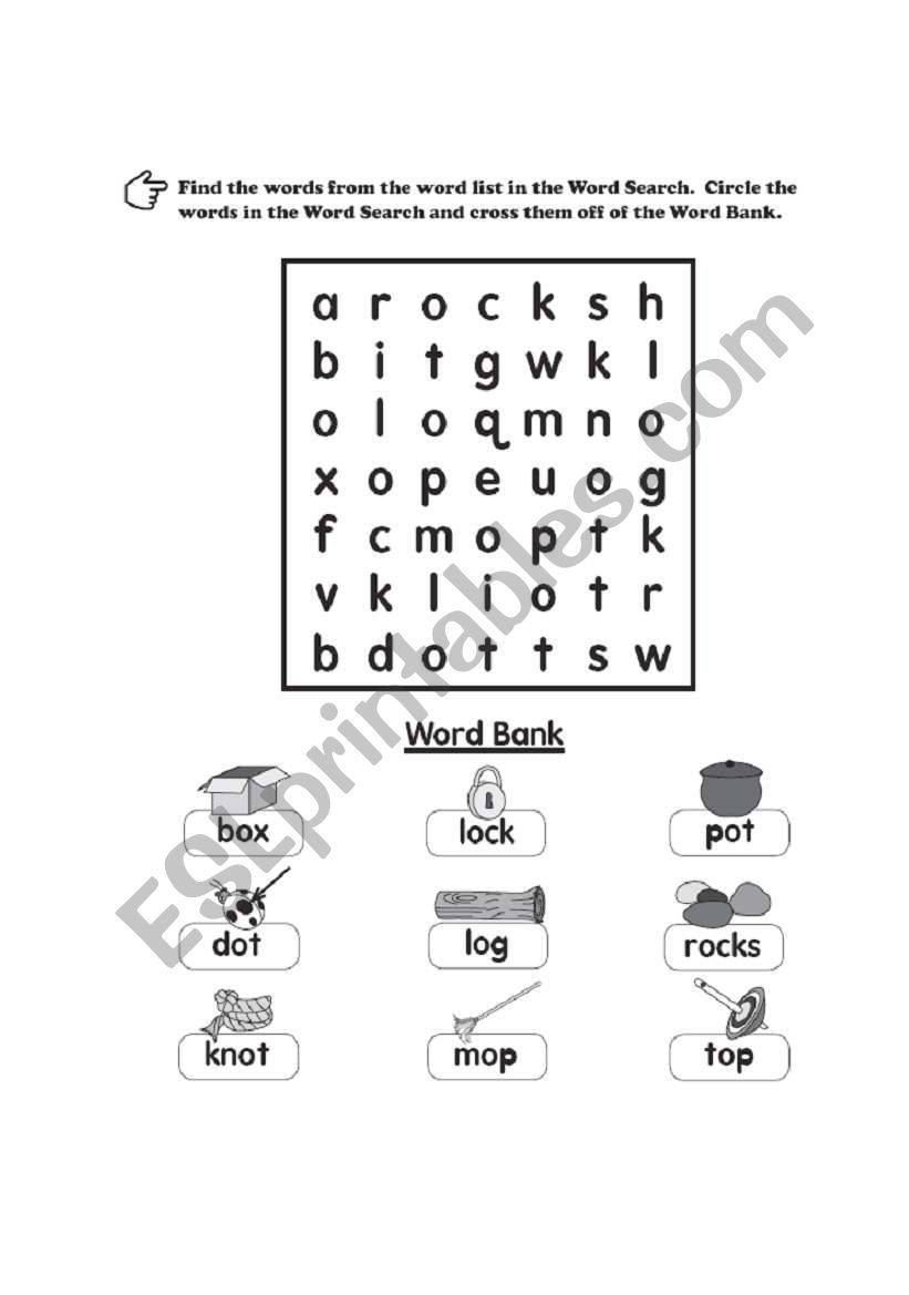 English Worksheets: Phonics Word Search