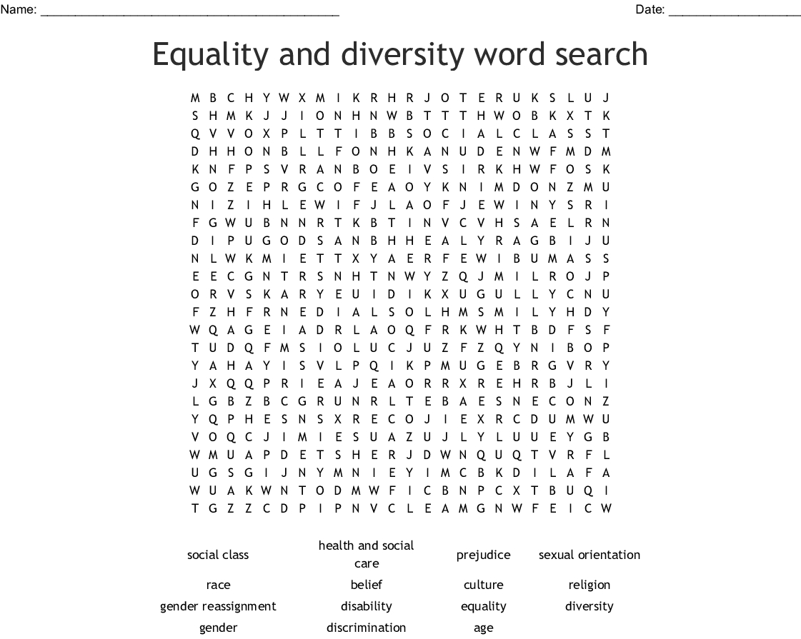 Equality &amp;amp; Diversity Word Search - Wordmint
