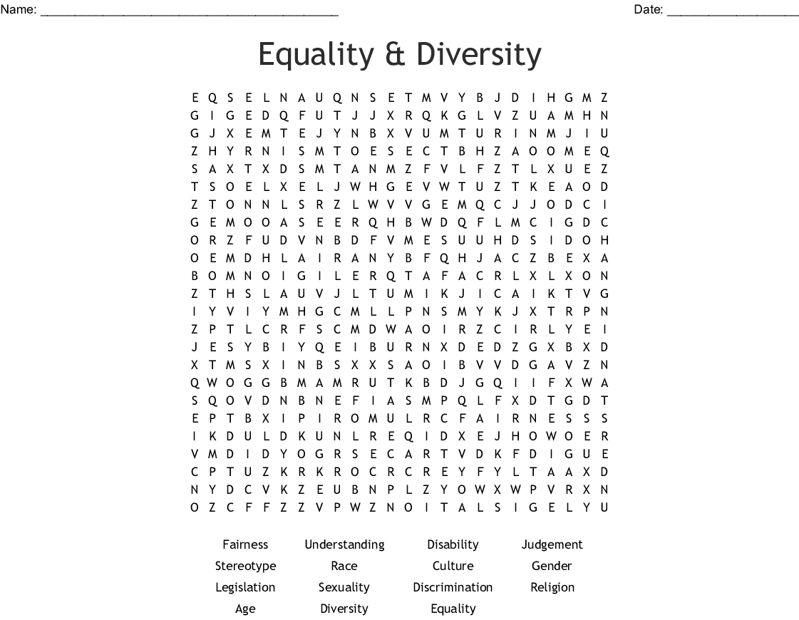 Equality &amp;amp; Diversity Word Search - Wordmint