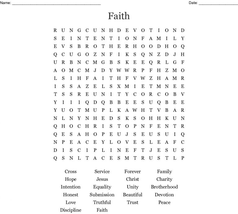 Faith Word Search Wordmint Word Search Printable