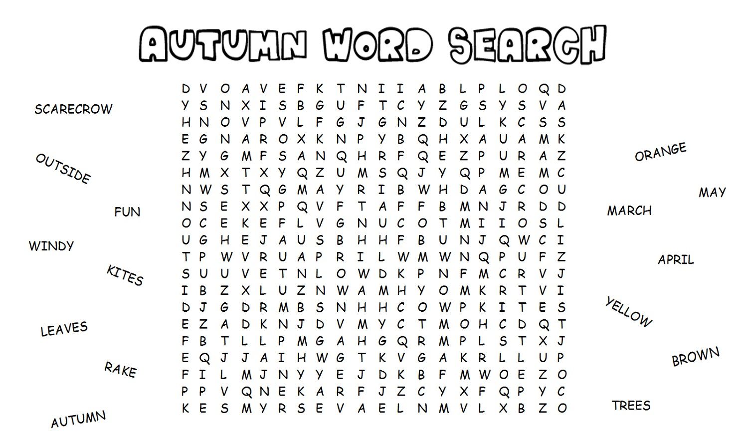 Fall Word Search For Fun English Words Game | Printable Shelter