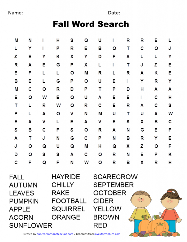 Fall Word Search Free Printable | Fall Words, Fall Word