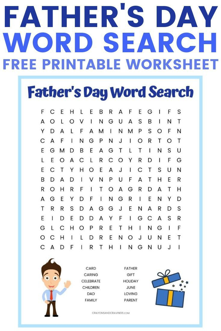 Father&amp;#039;s Day Word Search Free Printable For Kids