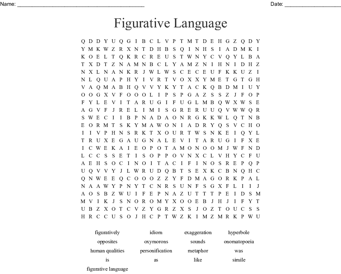 Figurative Language Word Search - Wordmint