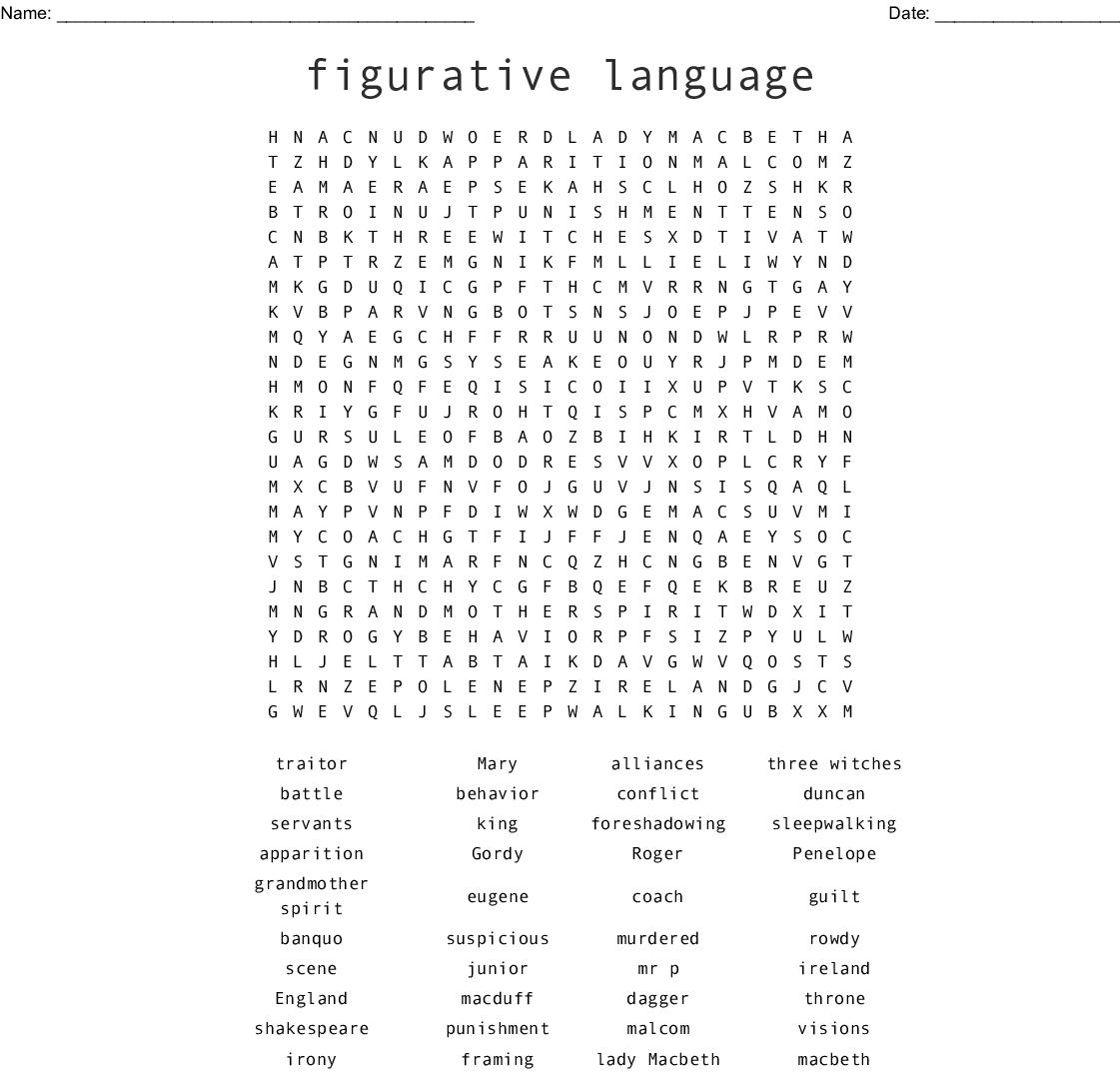 Figurative Language Word Search - Wordmint