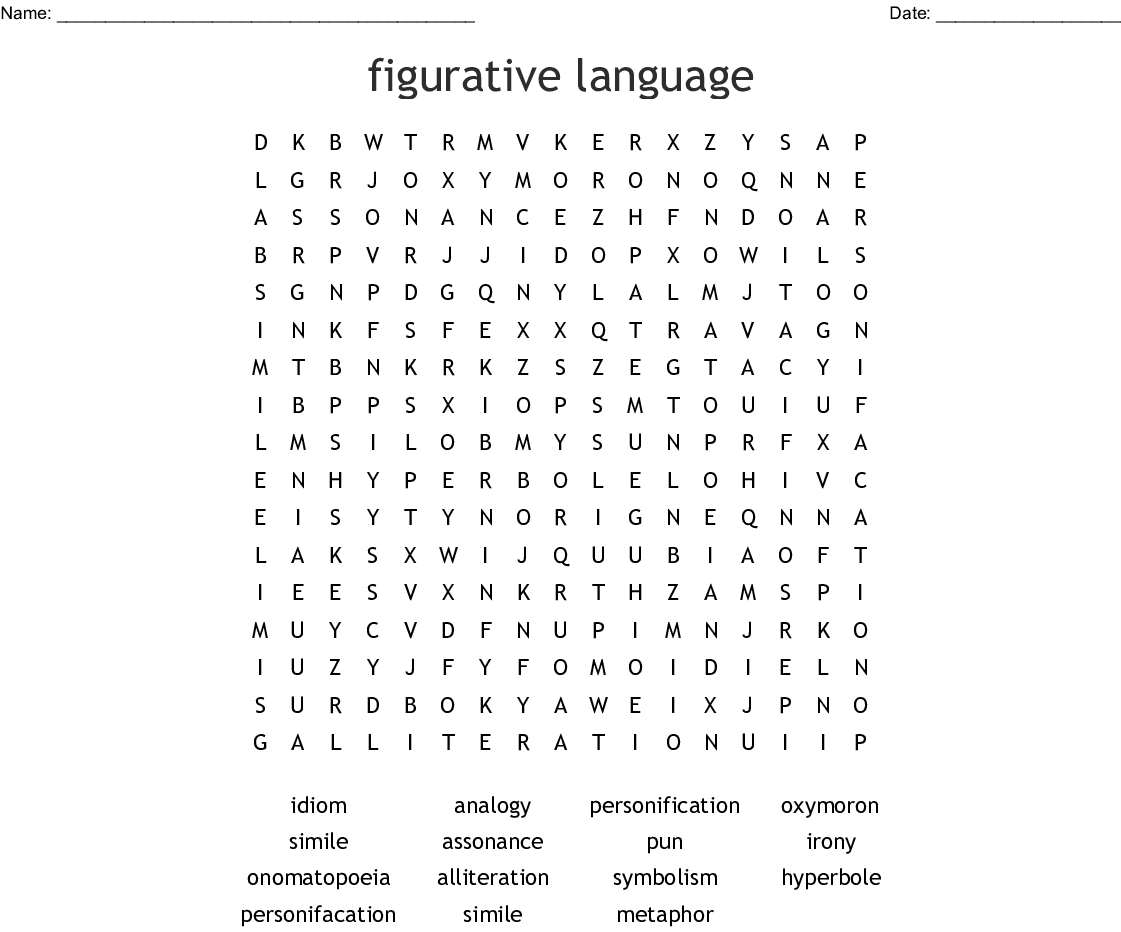 Figurative Language Word Search - Wordmint