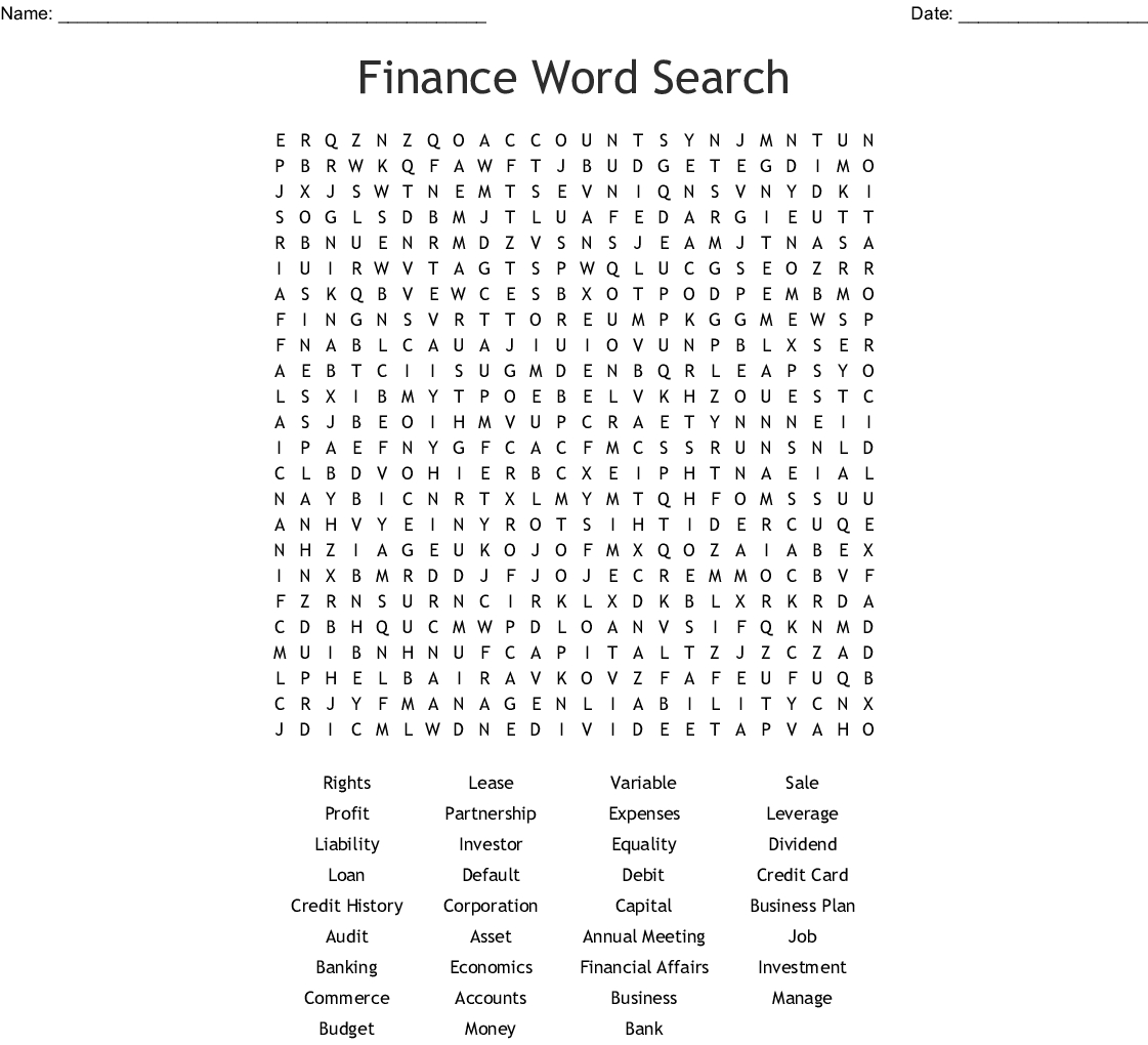 personal finance word search wordmint word search printable