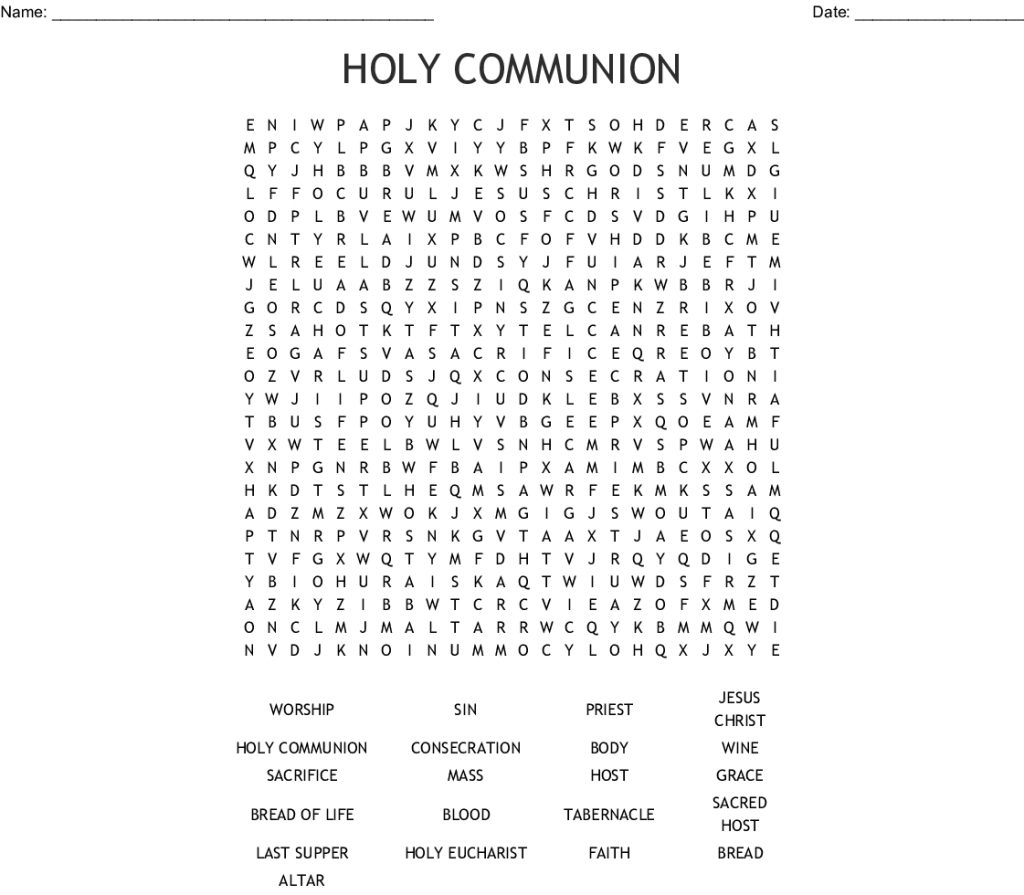 Printable First Holy Communion Worksheets