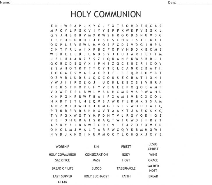 First Communion Word Search Printable