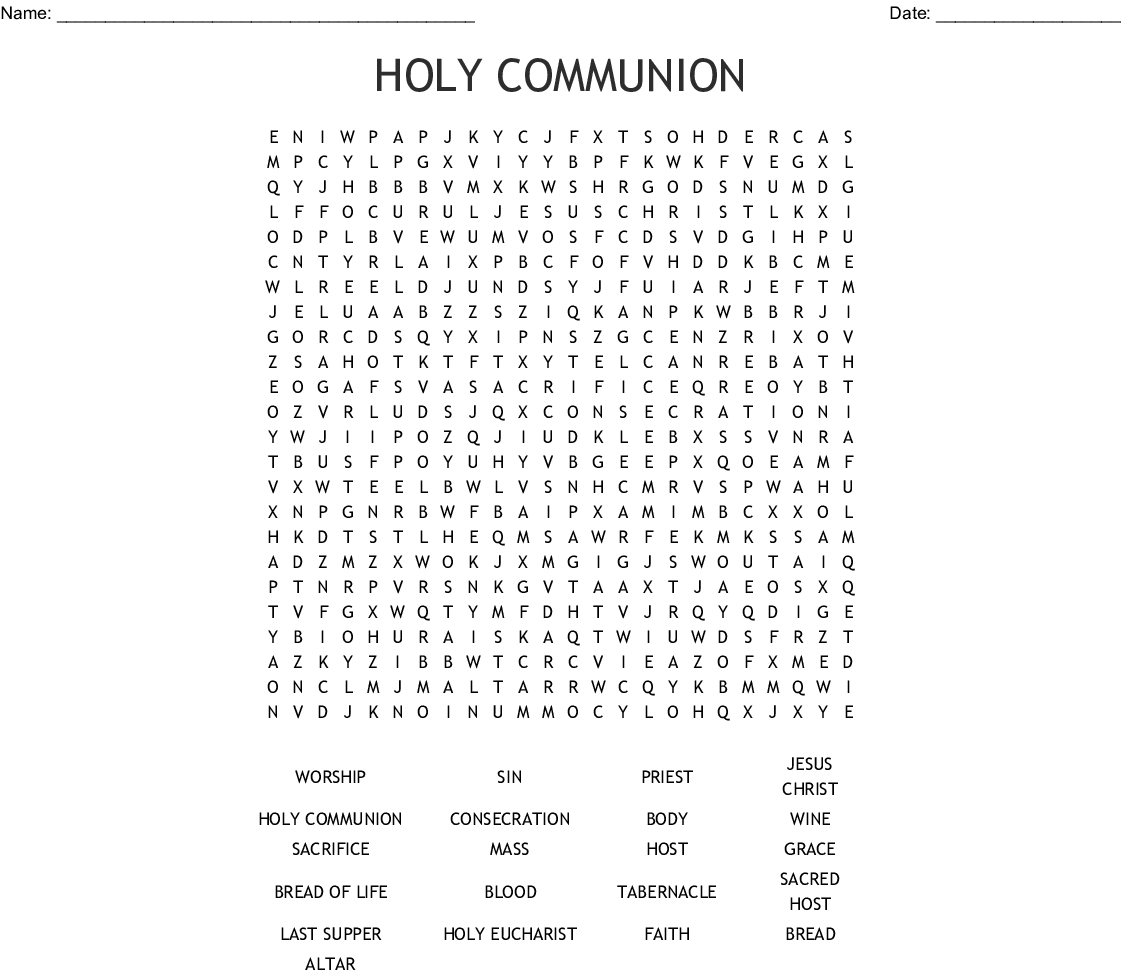 First Communion Word Search Printable - Word Search Printable