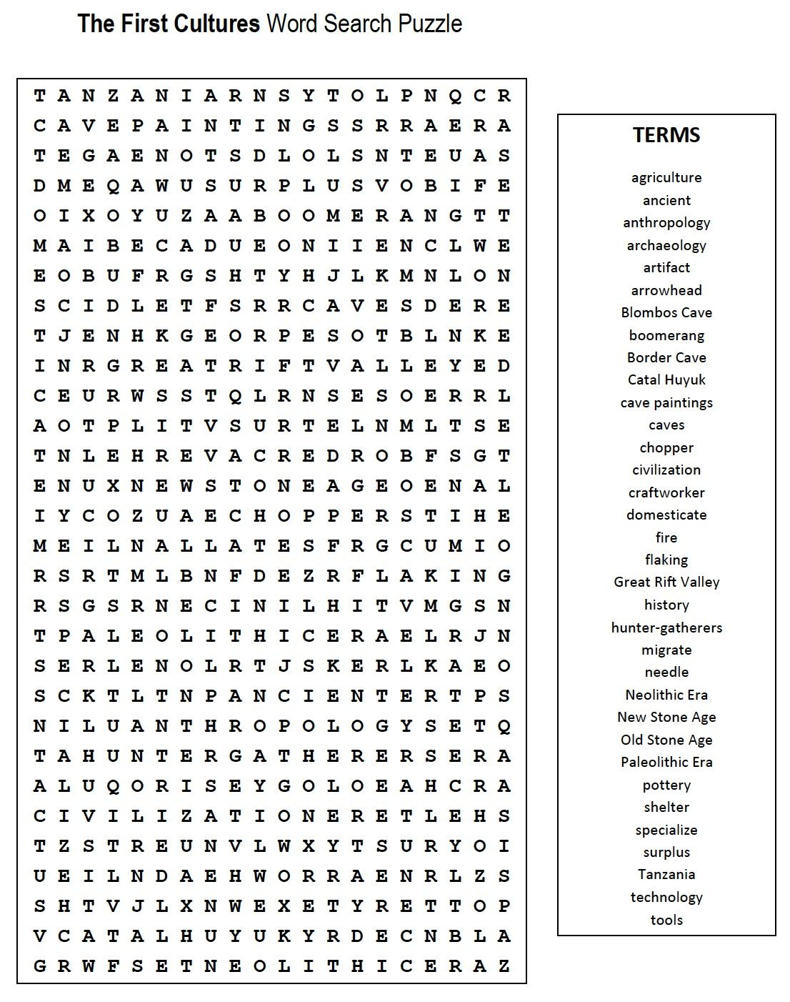 First Cultures Word Search | Math Words, Math Word Search