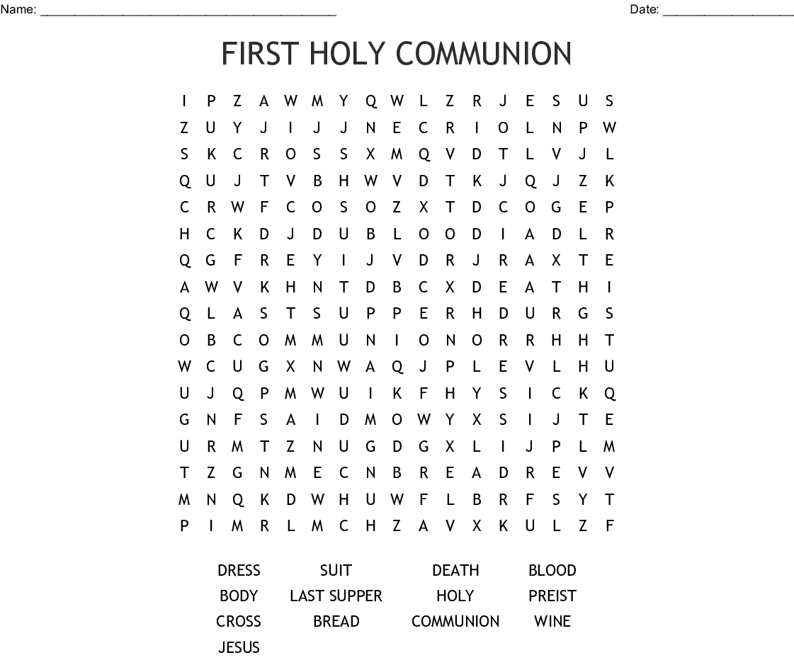 First Holy Communion Word Search - Wordmint
