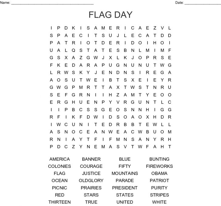 Free Printable Flag Day Word Search