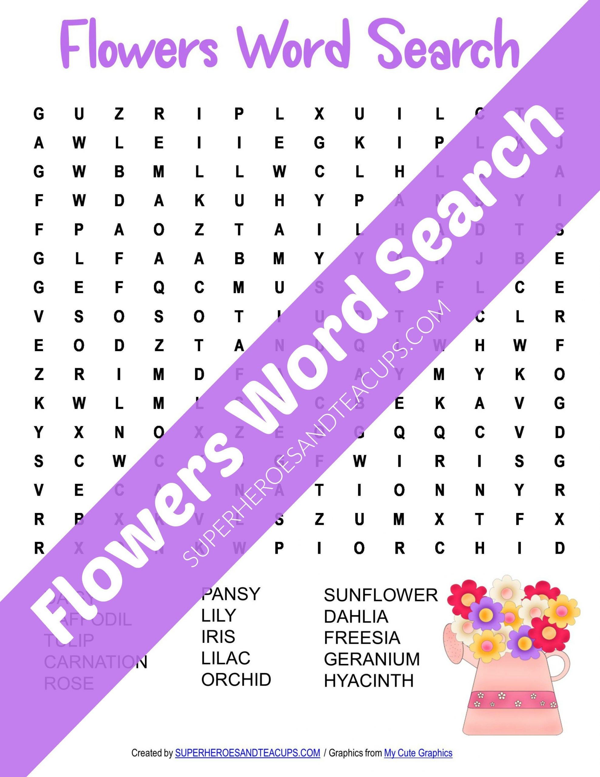 Flowers Word Search Free Printable For Kids | Spring Words