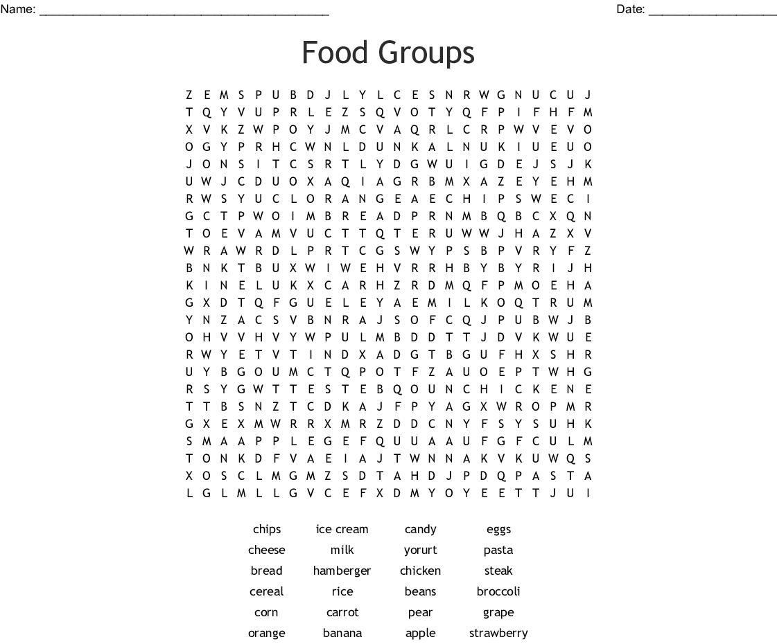 Food Pyramid Puzzle Word Search - Wordmint