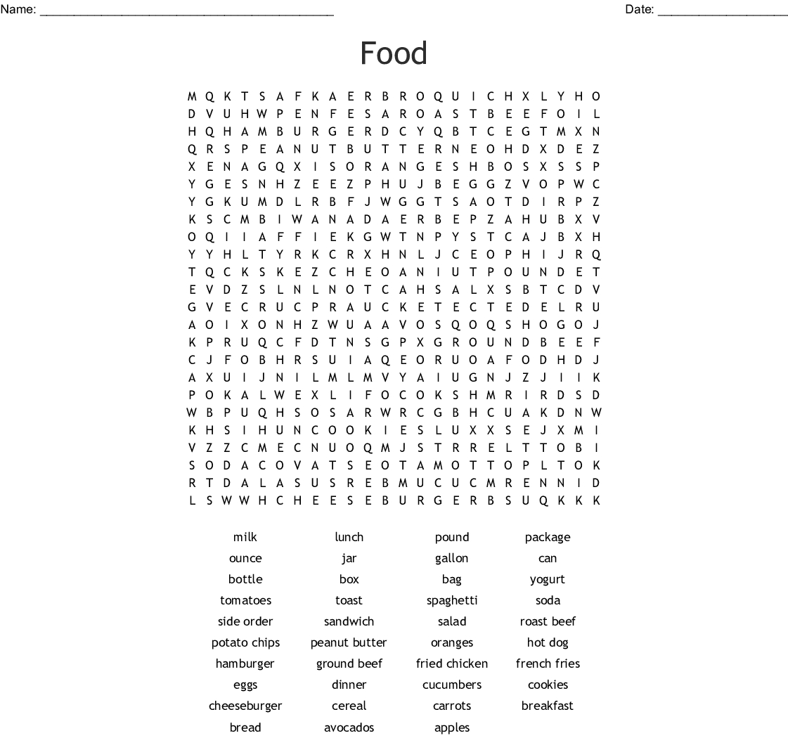 Food Word Search - Wordmint