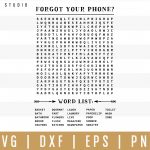 Forgot Your Phone Word Search Svg| Bathroom Sign Svg