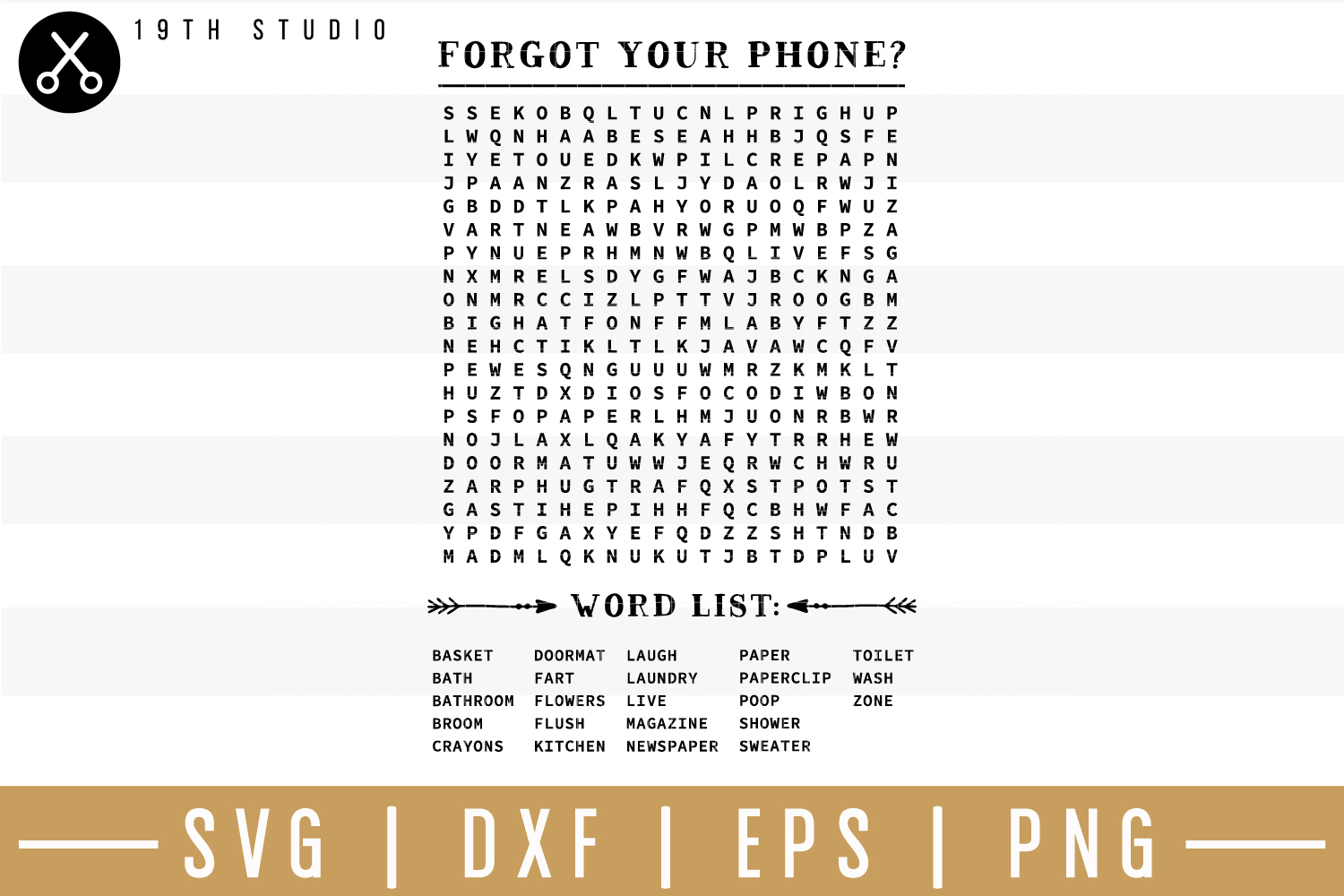 Forgot Your Phone Word Search Svg| Bathroom Sign Svg