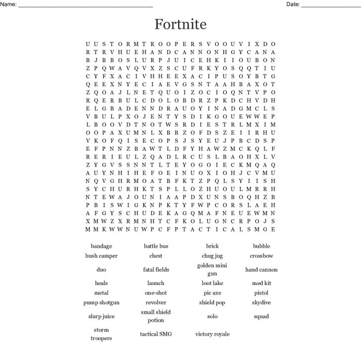 Fortnite Word Search - Wordmint - Word Search Printable