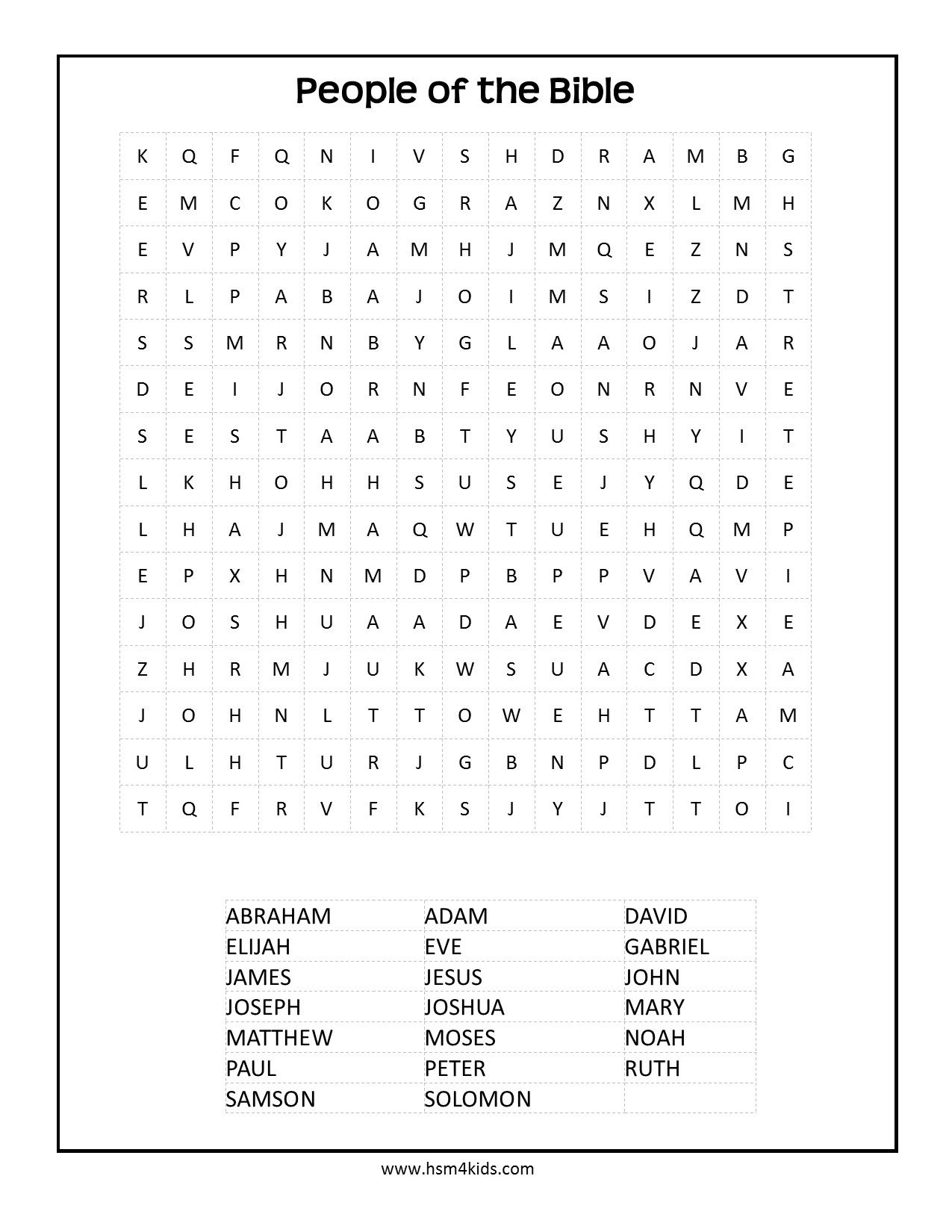 Free Printable Childrens Bible Word Search Puzzles Free Printable 