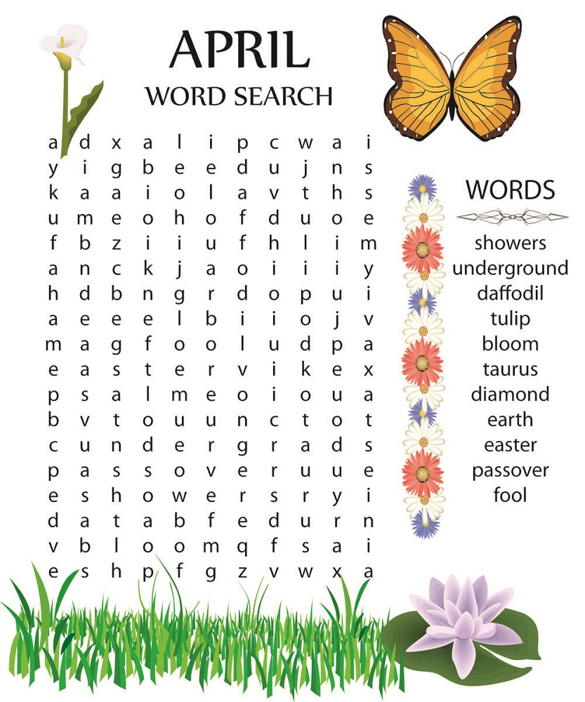 Free Printable April Word Search | Printable Shelter
