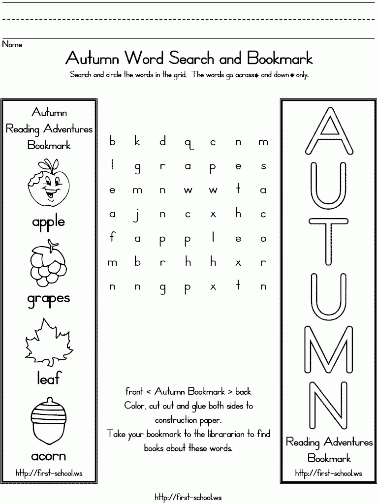 Free Printable Autumn Word Search For Young Children