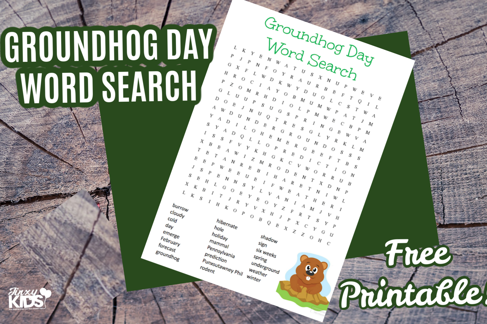 Free Printable Groundhog Day Word Search Puzzle - Jinxy Kids