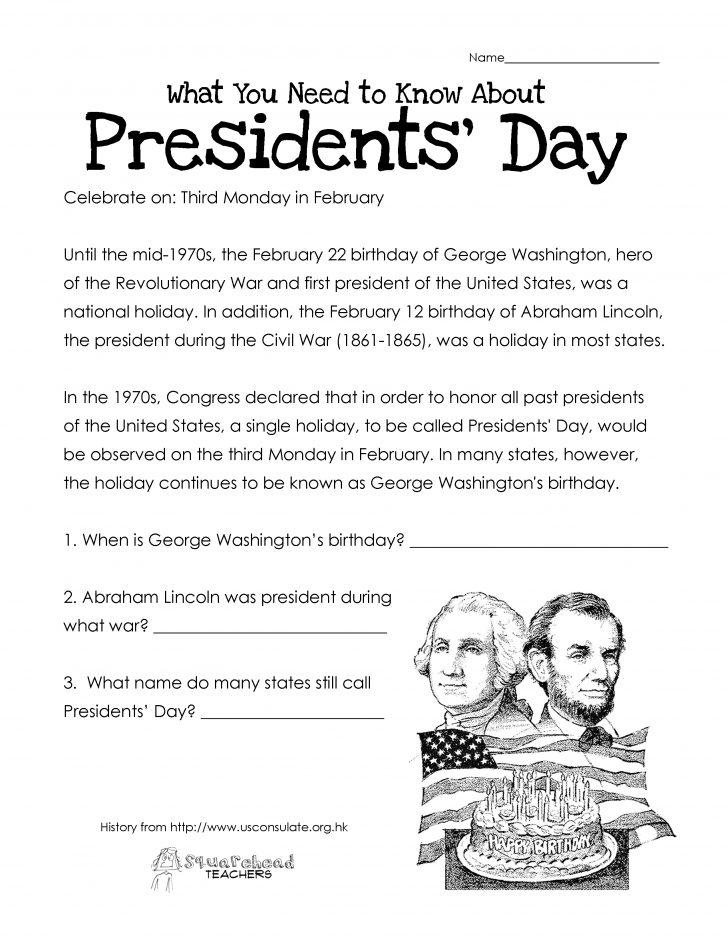Free Printable Presidents Day Worksheets That Are Versatile Word 