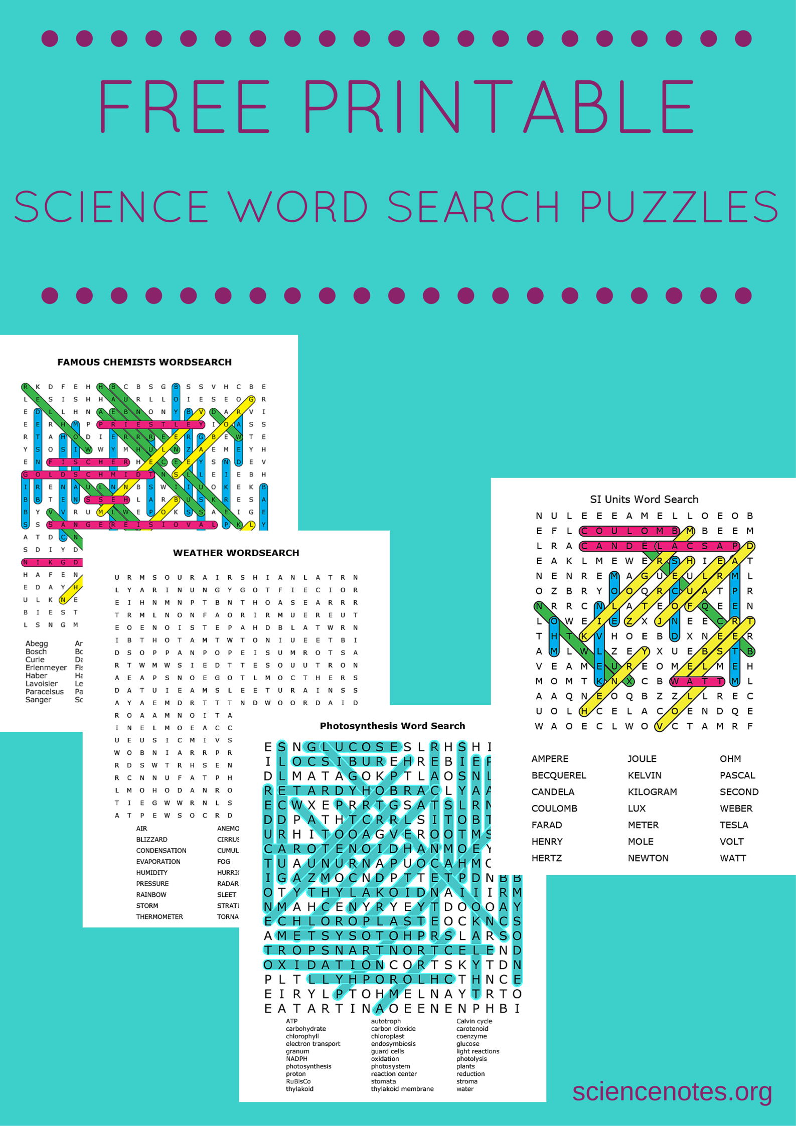 Free Printable Science Word Search Puzzles