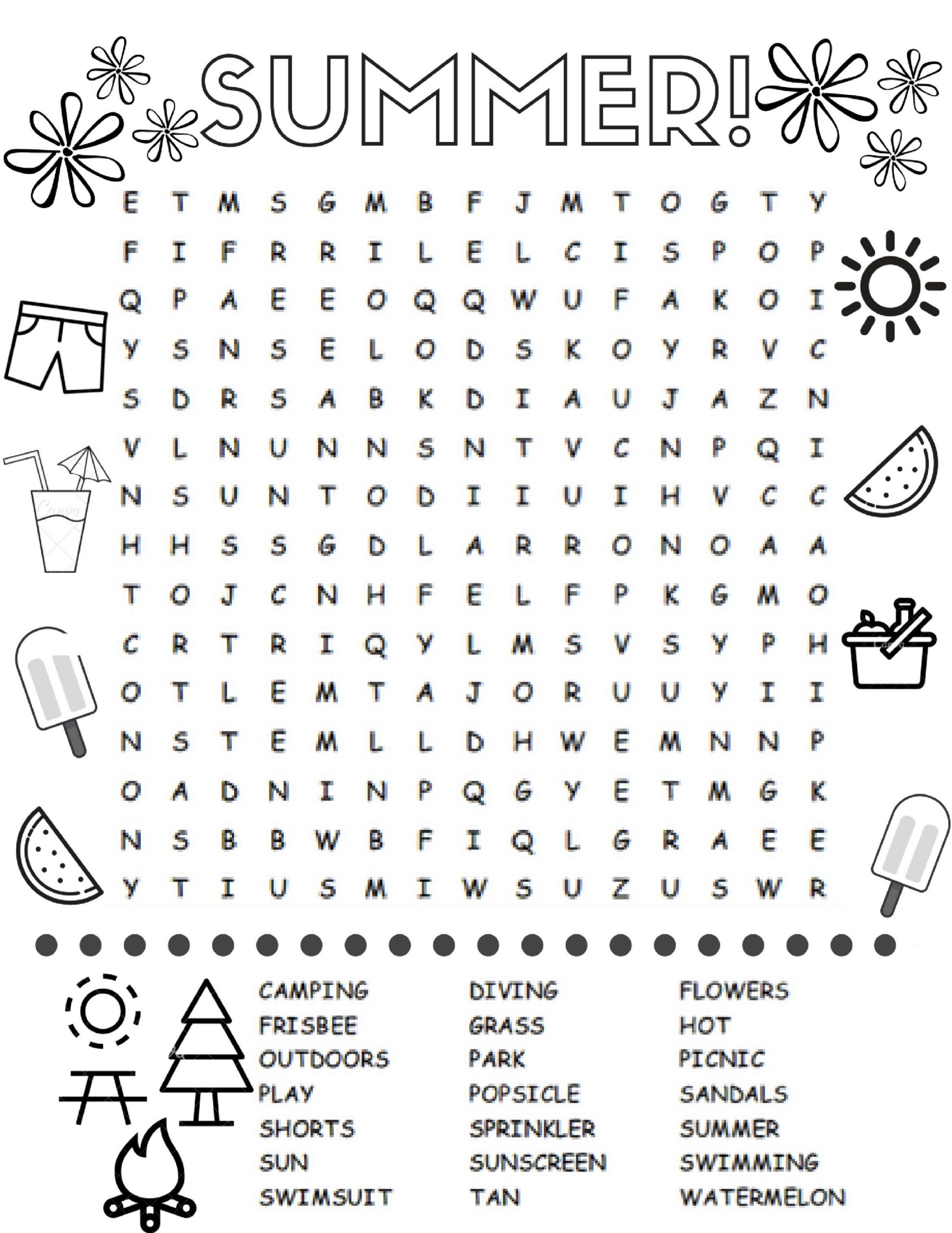 Free Printable Summer Word Search Colouring Page | Summer