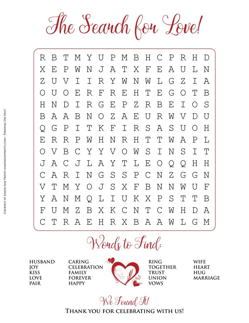 Free Printable - Valentine&amp;#039;s Day Or Wedding Word Search