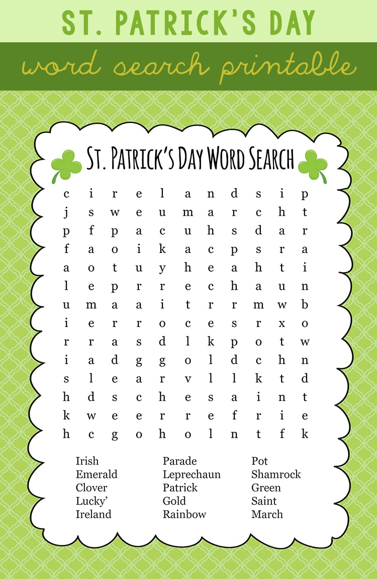 Free St. Patrick&amp;#039;s Day Word Search - Lil&amp;#039; Luna