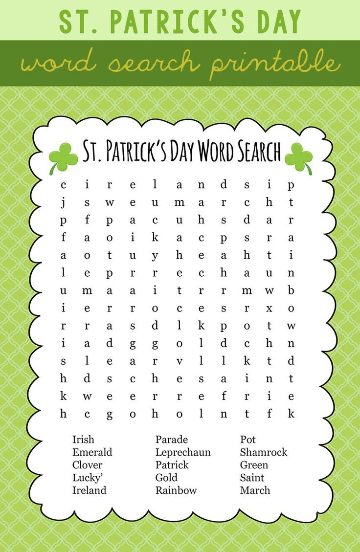 Free St. Patrick&amp;#039;s Day Word Search | St Patrick&amp;#039;s Day Words