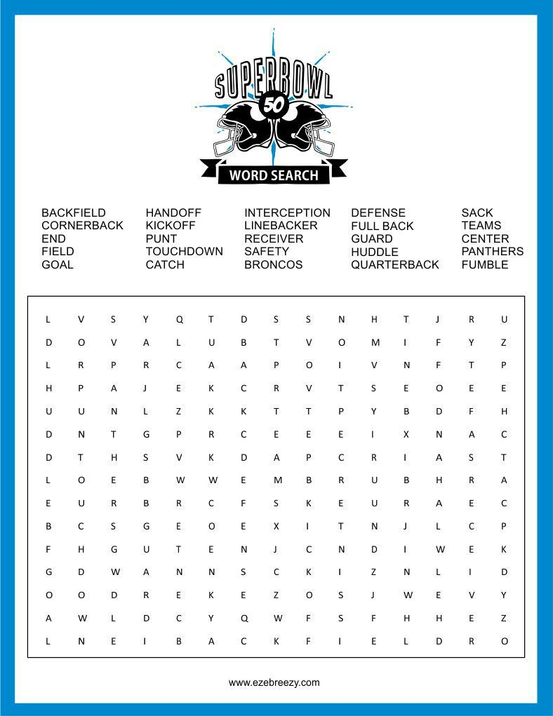 Free Super Bowl Word Search Printable | Football Word Search