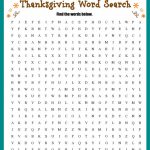 Free Thanksgiving Word Search #printable Worksheet With 17