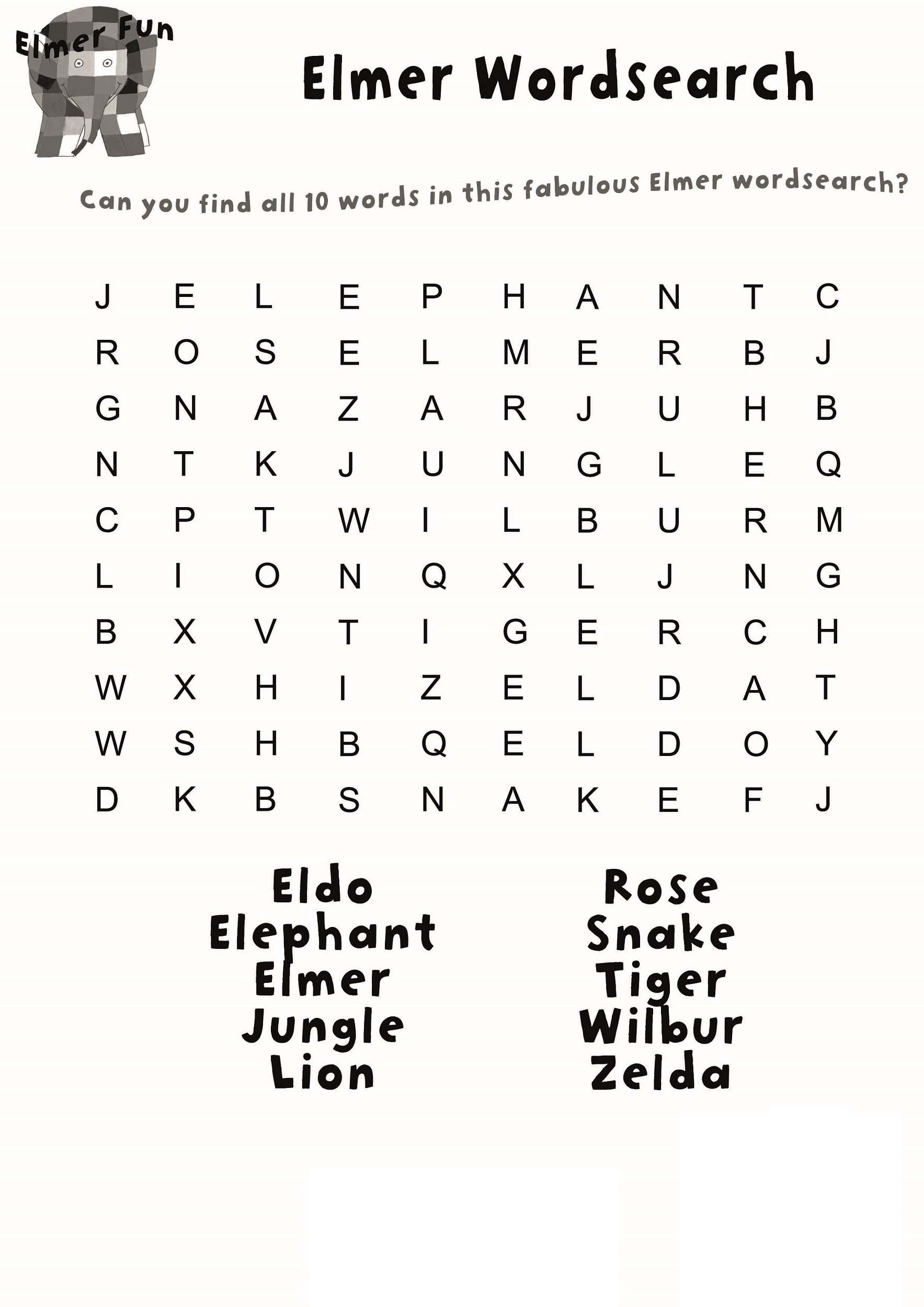 Free Printable Word Searches For Preschoolers