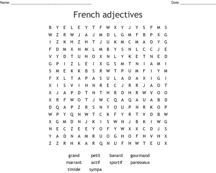 French Word Search Printable
