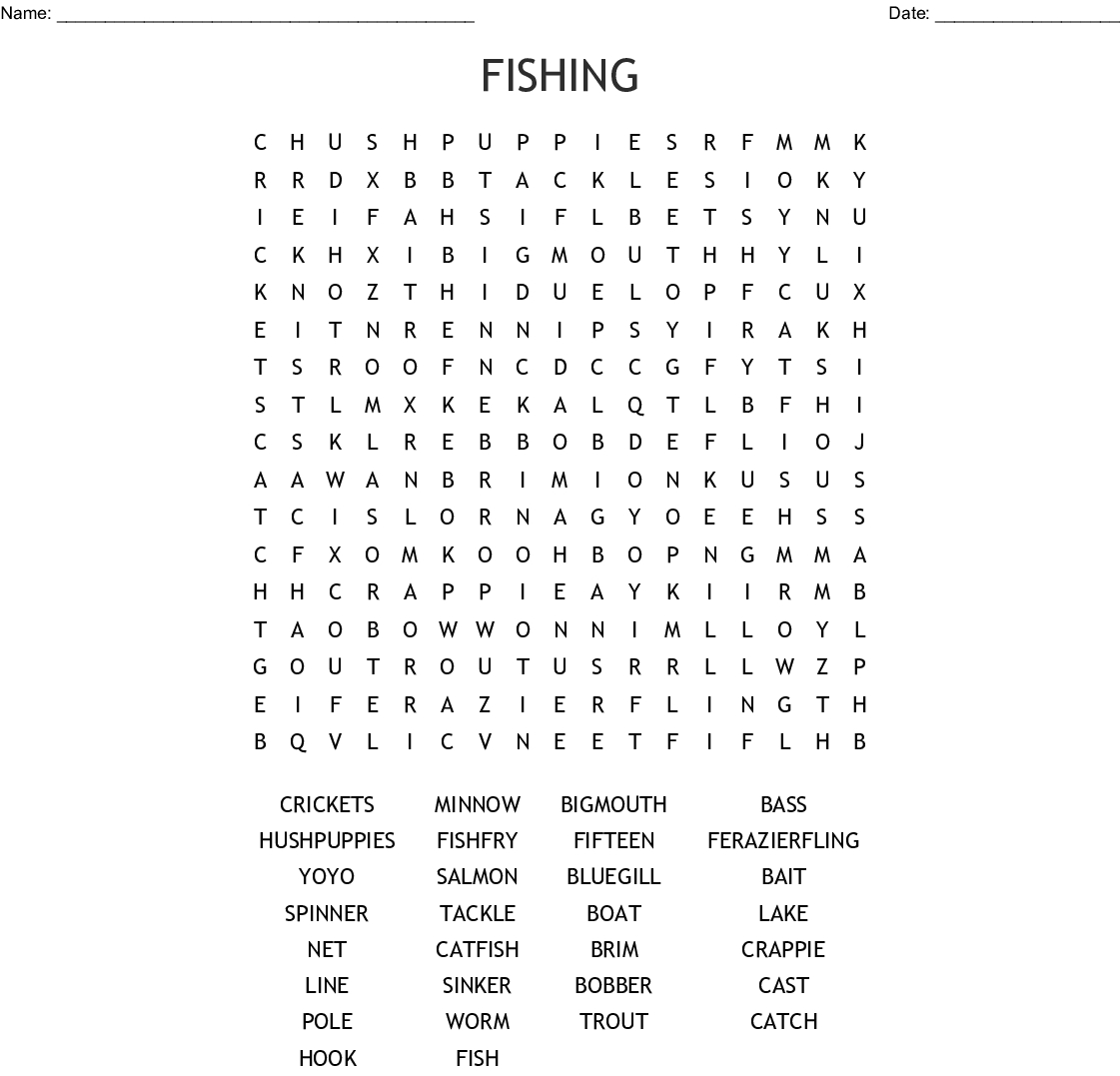 Freshwater Fish Word Search - Wordmint