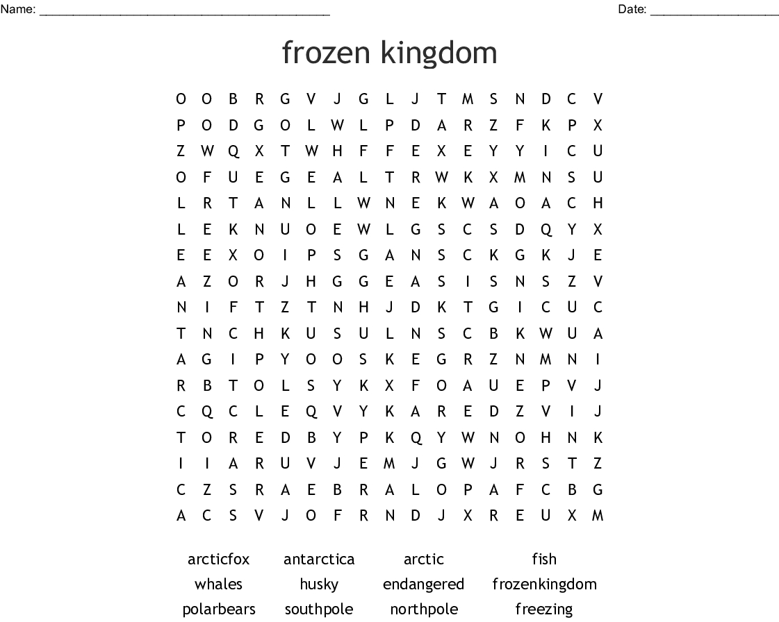 Frozen Kingdom Word Search - Wordmint