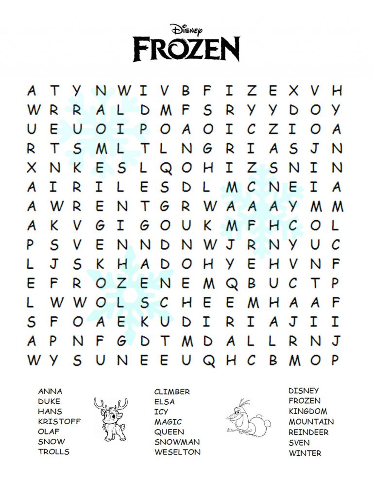 Frozen Movie Review Plus Fun Printable Activities For The Word Search Printable