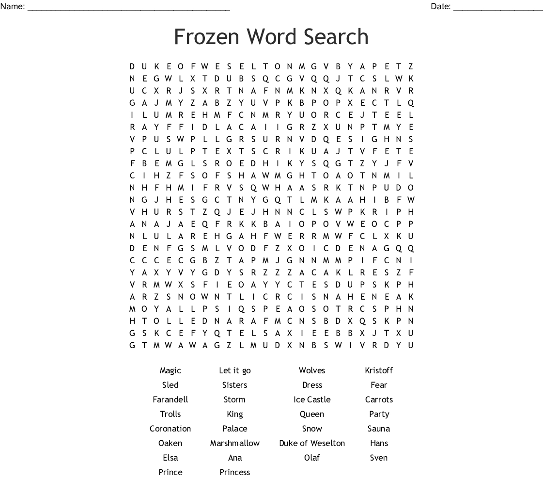 Frozen Kingdom Word Search Wordmint Word Search Printable