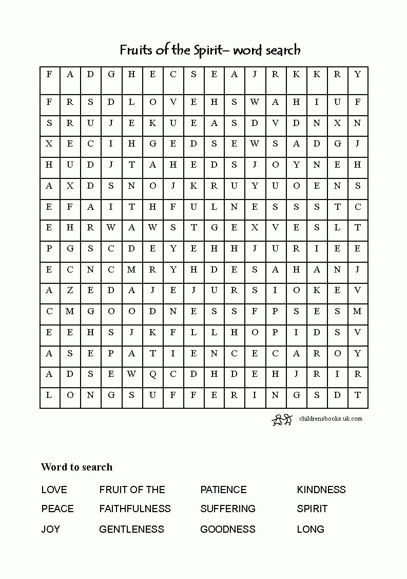 Fruit Of The Spirit Word Search | Gnr8 Crafts &amp;amp; Colouring