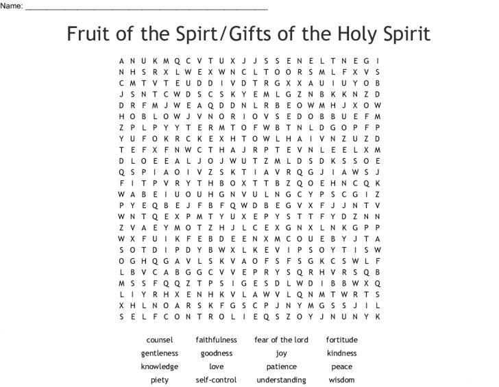 Fruit Of The Spirit Word Search Printable