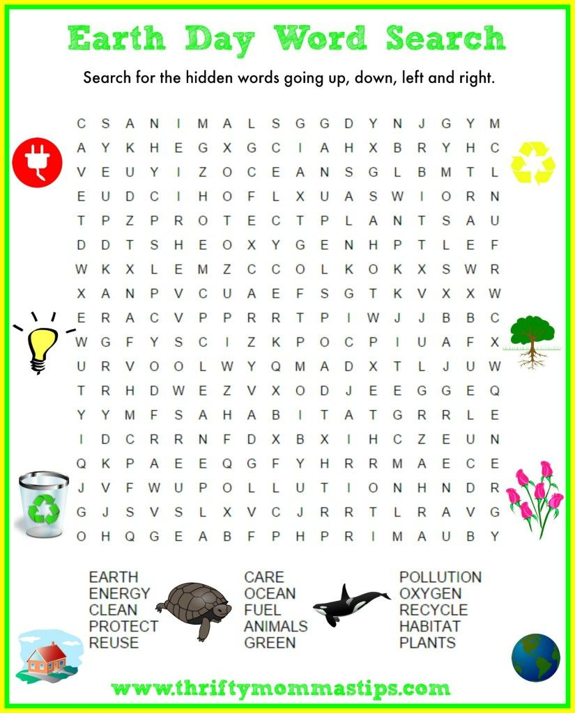Fun Free Earth Day Word Search | Earth Day Coloring Pages