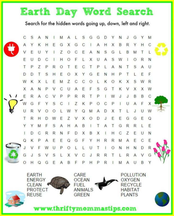 Earth Day Free Printable Word Search