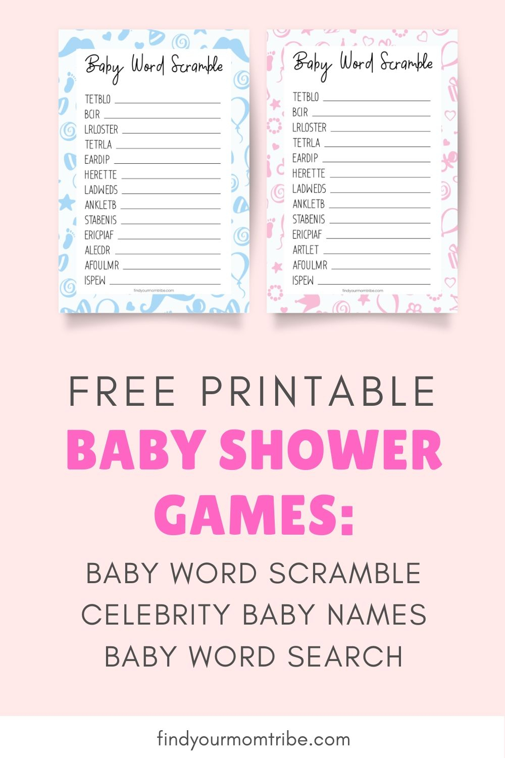 Fun &amp;amp; Free Printable Baby Shower Word Scramble Game