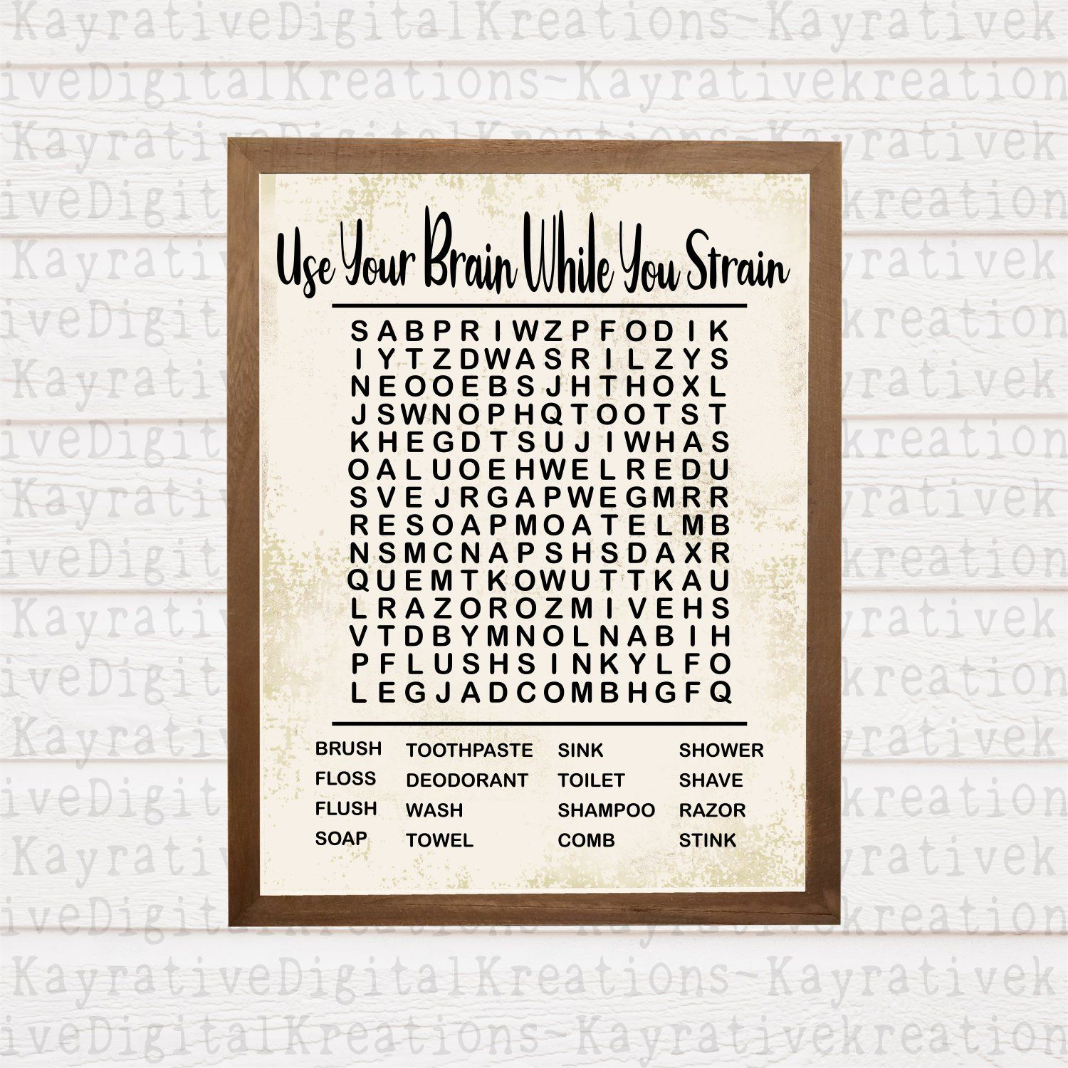 Funny Bathroom Decor Svg - Bathroom Word Search - Instant